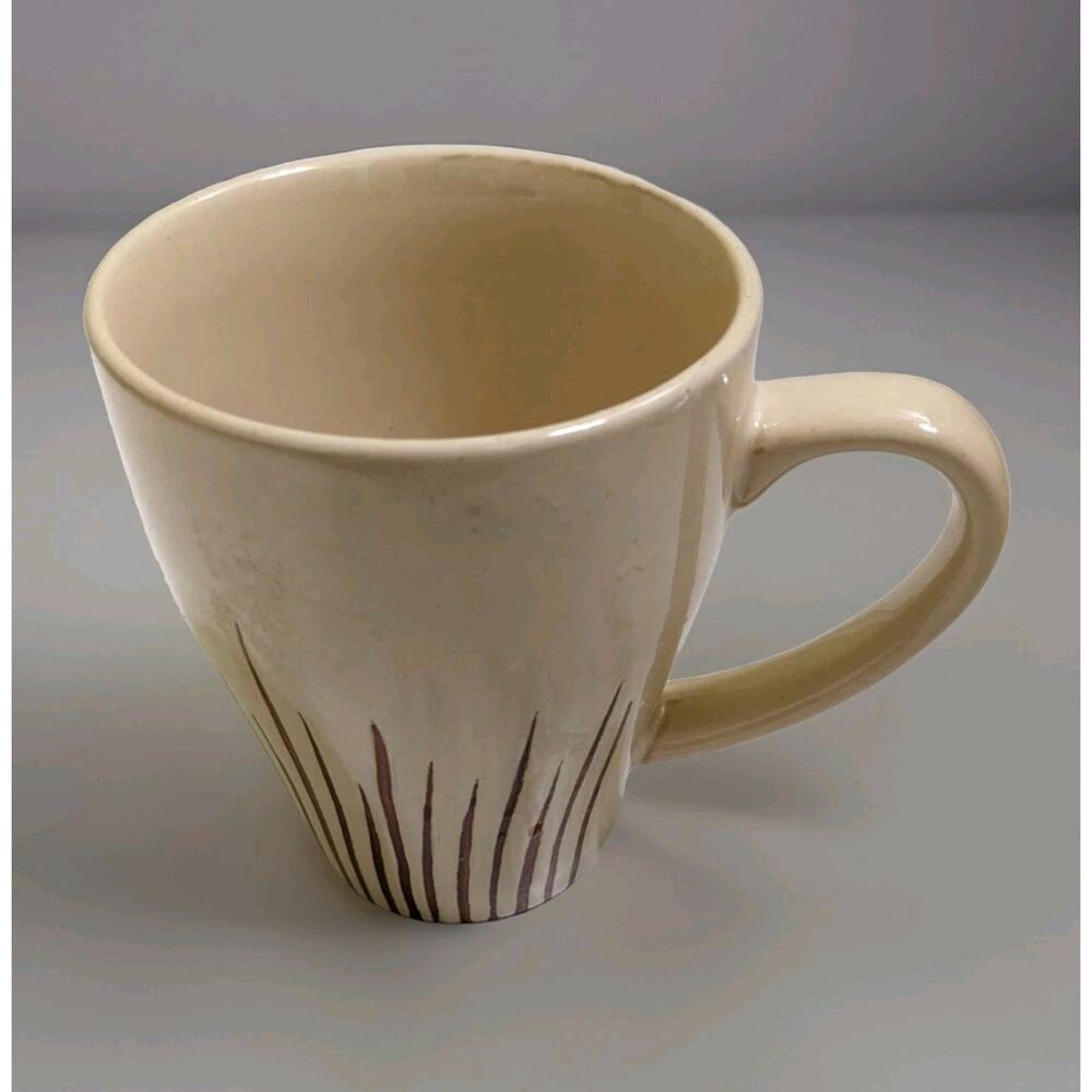 PIER 1 Stoneware SANCTUARY Light Yellow Tan Sunburst Coffee Tea Drinking MUG